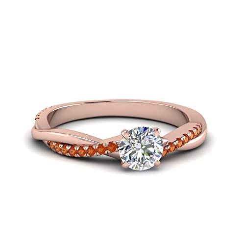 Image of 55Carat Choose Your Gemstone 18k Rose Gold Plated Infinity Twist Ring Crystal Round Shape Side Stone Wedding Valentine Wear Promise Ring with Pave Setting for Women Size US 4 to 12