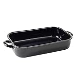 blau/schwarz emailliert, mit festen Griffen,36 x 22 x 7 cm