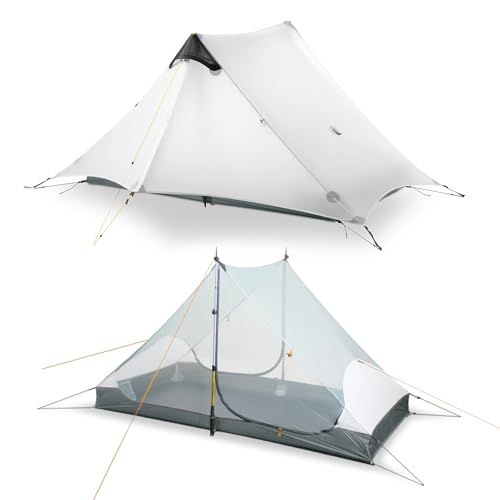 LANSHAN Ultralight Tent 3-Season Waterproof Backpacking Tent for 2 Person Camping, Climbing, Hiking, Travelling, Mountaineering, 2-Person, White
