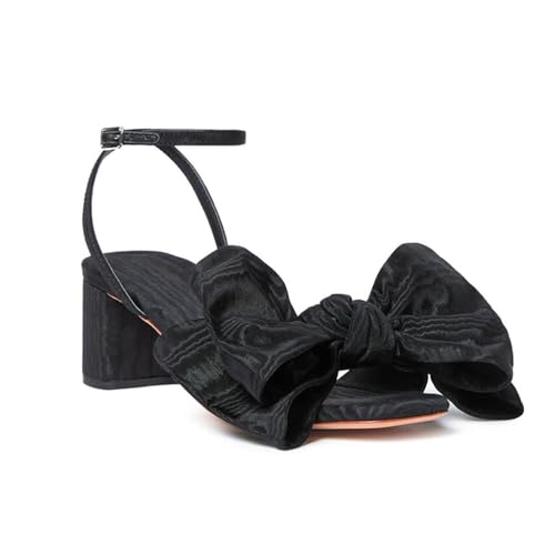 Bow Heels For Women Block Heeled Sandals Slingback Heels Open Square Toe Summer Comfortable Wedding Sandals