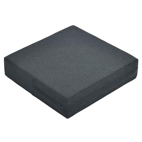 Shinnwa 座布団 クッション スクエア 椅子クッション 42x42cm 厚み10cm 座ぶとん 分厚い フロアクッション チェアパッド 洗えるカバー 滑り止め付き 四角型 ブラック グレー