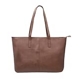 [VORQIT] トートバッグ メンズ おしゃれ 大容量 B4 サイズ対応 大きめ 通勤 通学 軽量 撥水 肩掛け シンプル かばん (ブラウン)