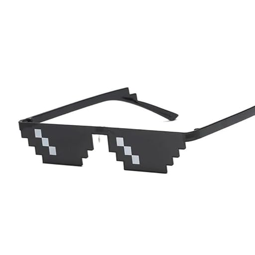 PLAYZOCO Gafas de Sol de Mosaico Pixel, Gafas de sol de píxeles Thug Life, Gafas de sol estilo 6-bit, Gafas de sol de estilo de videojuego retro, Gafas para disfraz, Gafas de sol Deal With It, Negro | Ya disponible en tu tienda friki favorita! En mundofriki.es!