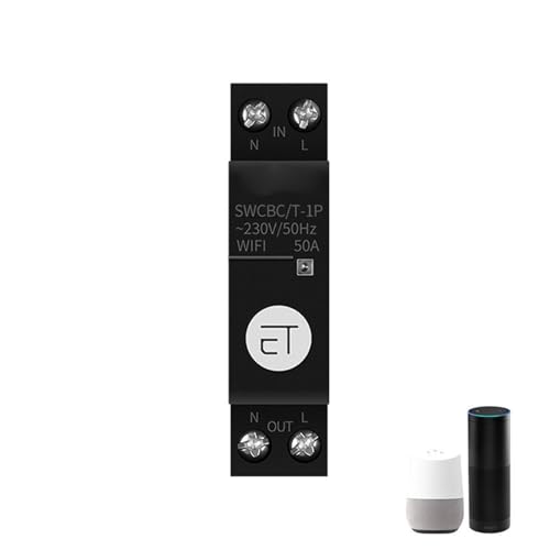 Aumotop Disyuntor Inteligente Wifi con Chip Antiinterferencias para Control por Voz y Función de Encendido/apagado Remoto Adecuado para Automatización del Hogar