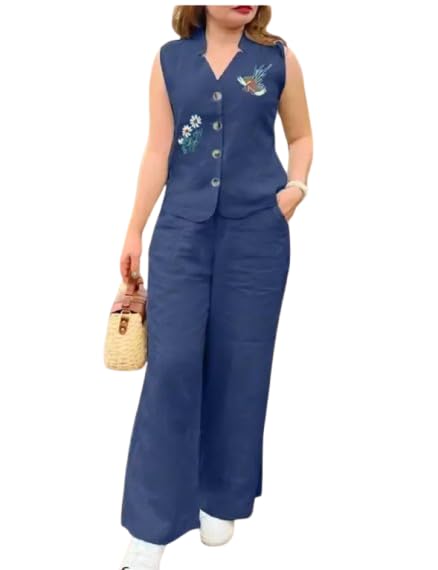 Chitra Creation Women Cotton Slub Top and Palazzo Set