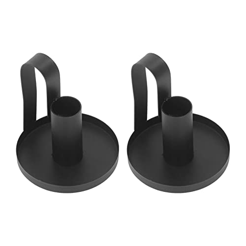 Metal Candle Holders Iron Candlestick Holders Black Retro Fashion Curved Handle for Fireplace Table Decoration 2Pcs Matte Black Rust Resistant – Image 6