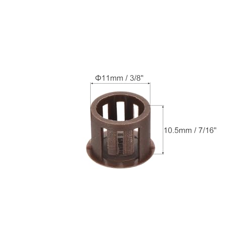 Image of MECCANIXITY 64PCS 11mm(3 /8 inch) Brown Plastic Hole Plugs, Flush Type Panel Hole Plugs Insert End Caps for Locking Hole Tubes Furniture Cabinet