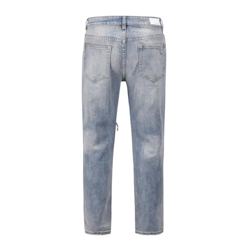 Men's Distressed Spliced Denim Jeans, Streetwear Style, Loose Wide Leg, Retro Fashion Trousers3