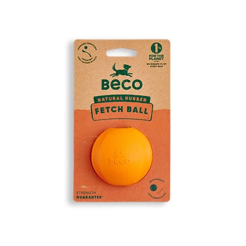 Beco Dog Toy - Natural Rubber Ball for Fetch Toy for Dogs Easy to Find Bright Colours - Orange - Image 2