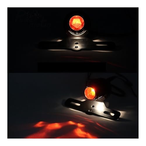 Feu stop arriere moto 12V style vintage retro avec support plaque d'immatriculation pour Chopper - 5