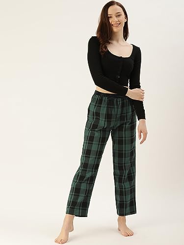 Image of KRYPTIC Women's 100% Pure Cotton Woven Pyjama | Mid Rise Relaxed Fit Full Length Nightwear Pant with Elasticated Drawstring Waistband & Side Pocket | Comfortable Lounge, Sleepwear & Casual Bottom Wear
