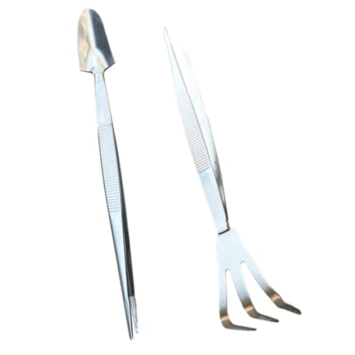 Happyyami Stainless Steel Bonsai Tweezers Rake Tools Set Garden Precision Tweezers for Bonsai Tree