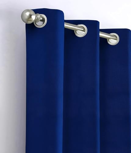 Image of 7 Feet Door Curtains Set of 2 - Semi Transparent Sheer Curtains for Living Room & Bedroom | Polyester Eyelet Curtain Panels | Modern Door & Window Curtain (Navy)