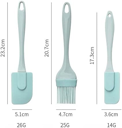 SHULLIN 3 Pack Food Grade Silicone Spatulas Cake Cream Butter Non-Stick Rubber Baking Spatulas BBQ Grill Basting Brushes Baking Pastry Cooking Brushs Set for Cooking Baking Cake Decorating(Green)