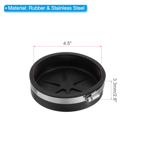 Image of PATIKIL 4.4 Inch PVC Pipe Cap, 1 Pcs Steel Mechanical Test Plug with Stainless Steel Clamps Sewer Cleanout Cover Durable Sewer Pipe Plug Fit for Most Pipes Sink Pools, Black
