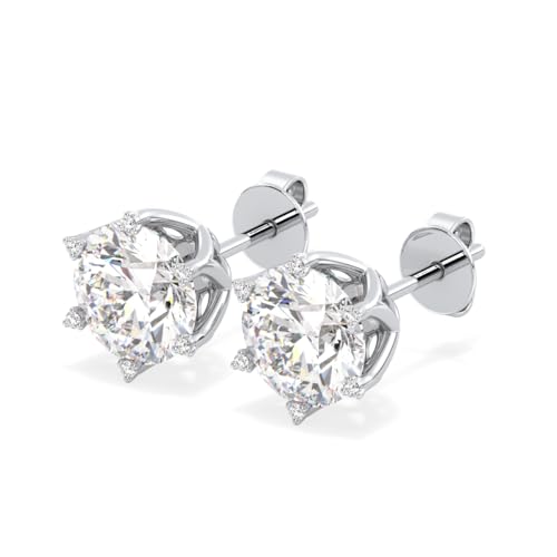 Certified 2.7-4.4 Carat Moissanite Stud Earrings for Women & Men, D Color, 925 Sterling Silver with 18K Gold Rhodium Plating Solitaire Sparkling Earring for Wedding, Anniversary, Mother’s Day Gift2