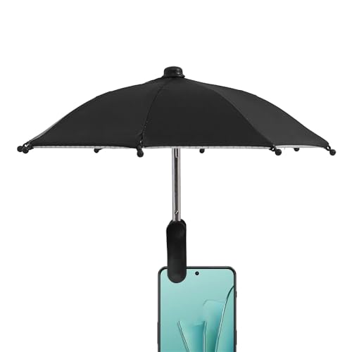 Phone Umbrella for Sun, KASTWAVE 27cm Magnetic Phone Sun Shade Shield with Adjustable Clip, Polyester Pongee Anti-Glare Accessory, Car Travel Pool Use, UV Protection for Outdoor Filming