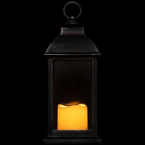 Image of LED Lantern with Flameless Candle - 12.5 inch - Brushed Silver