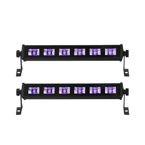 Ibiza Light - Pack de 2 Barres Ultraviolet LED-UVBAR6 Lumière Noire UV 6x3 W Fluo Blancs - Soirée Fête Anniversaire DJ Animation Prestation Clubs...