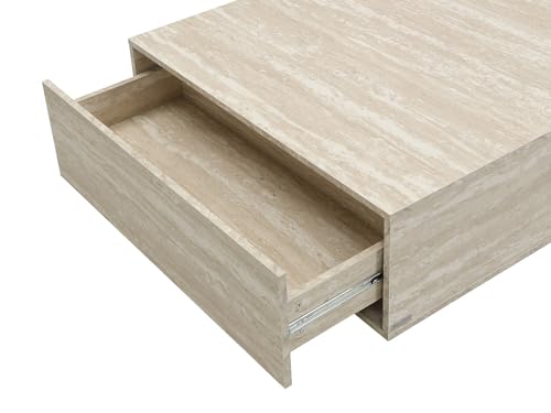Pascal Morabito-Couchtisch mit 2 Schubladen - MDF - Travertin-Optik Beige - Antrim – Bild 5