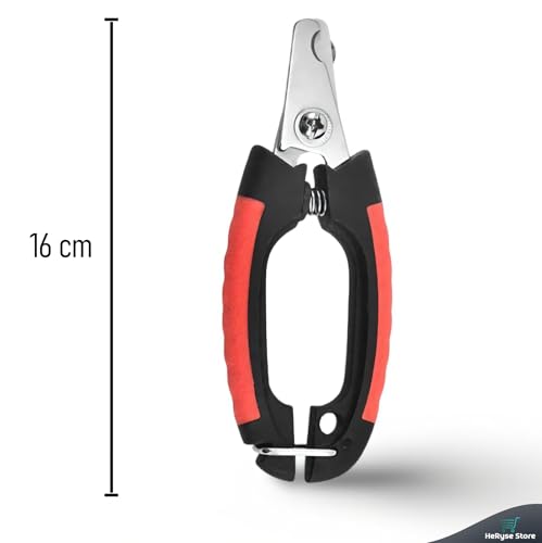 Alicate Cortador de Unhas para Pets – Cães e Gatos, 16cm, em Aço Inoxidável, com Cabo Preto e Vermel