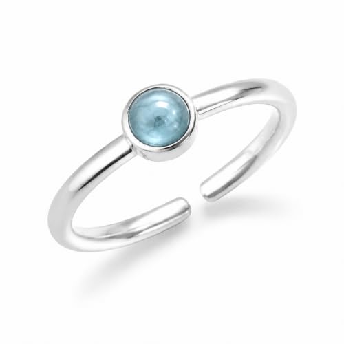 Natural Aquamarine Ring for Women 925 Sterling Silver Adjustable Open Ring - image 1