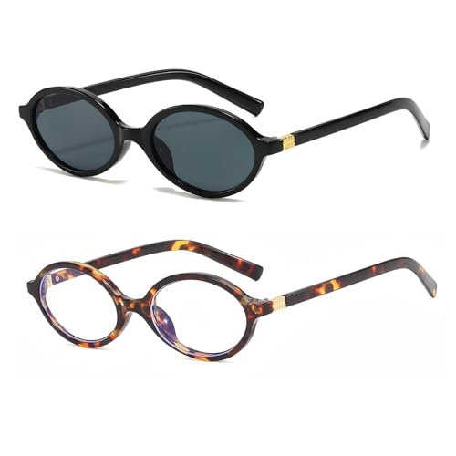 OSAGAMA Retro Oval Sunglasses Womens Trendy Round Sun Glasses Eyewear UV400 Protection