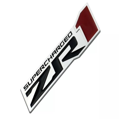 Image of 2pcs Replacement for 2009-2013 ZR1 Supercharged Side Door Emblems 3D Badge Decal Stickers (Silver Black Red)
