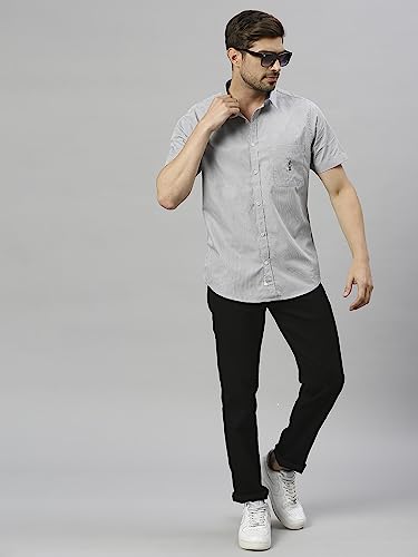 Image of Thomas Scott Mens | Half Sleeve Checkes | Printed | Slim Fit | 100% Cotton | Spread Collar | Shirts