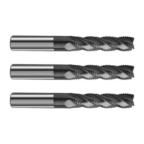 Image of 3Pcs 1 /2 inch Carbide Roughing End Mill, 4 Flute End Mill Bits for Steel, ALCrSiN Nano Coated CNC Router Bit, 35 Degree Helix Milling Cutter