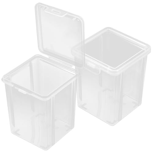 Ciieeo Contenedores de Plástico Transparentes para Escritorio, Juego de 2 Unidades Tapa, Organizador Multifuncional para Notas y Bolígrafos, Uso en Aula y Oficina