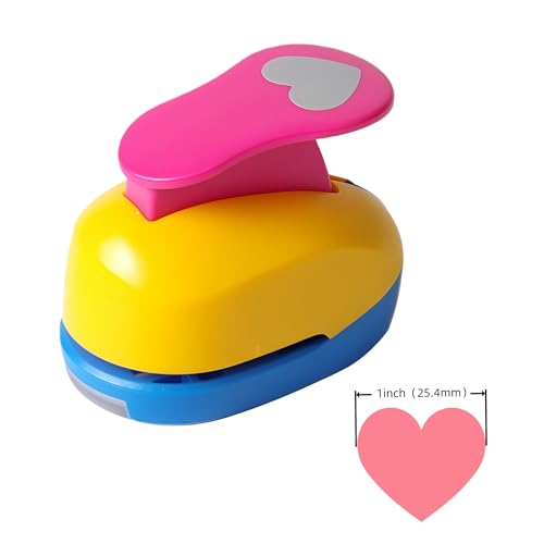 Wsyhomie Heart Punch 1 inch Craft Lever Punch Valentine's Day Heart Punch Handmade Paper Punch Candy Color by Random（Candy Heart）