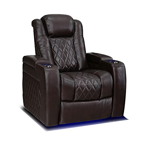 Valencia Tuscany Recliner| Premium Top Grain Italian 11000 Nappa Leather, Power Reclining, Power Lumbar Support, Power Headrest (Single Seat, Dark Chocolate)
