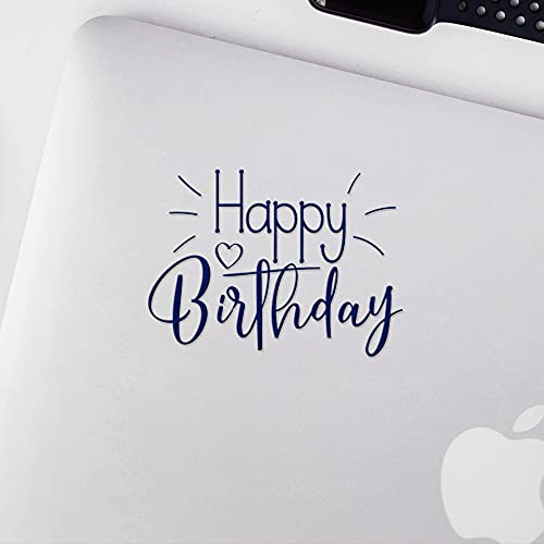 Decal Stickers of Happy Birthday (Navy Blue) (Set of 2) Premium Waterproof Vinyl Decal Stickers for Laptop Phone Accessory Helmet Car Window Mug Tuber Cup Door Wall Decoration - ANDsticd46743AB