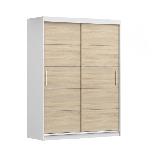 MOEBLO Kleiderschrank Schwebetürenschrank 2-türig Schrank mit vielen...