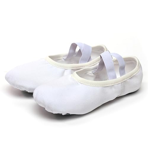 White Ballet Shoes Girls Canvas Dance Shoes Stretch Split Sole Ballet Slippers Flats for Perform Dance Yoga3