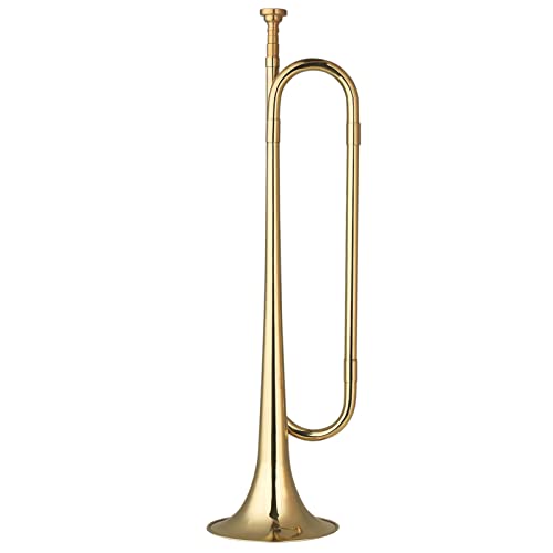 Brass C Bugle Call trompeta chapada en oro cuerno de caballería con boquilla instrumento musical para...