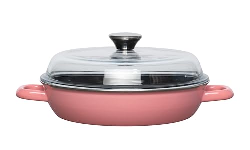 Riess, 0048-114, Schmorpfanne mit Glasdeckel, 24cm Durchmesser, PINK, Emaille, LBH 32,3x25,3x12,9 Gew. 2,011kg, 3 Riess, 0048-114, Schmorpfanne mit Glasdeckel, 24cm Durchmesser, PINK, Emaille, LBH 32,3x25,3x12,9 Gew. 2,011kg,