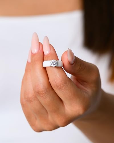 Rinfit Silicone Ring with Stone - Round Cut Cubic Zirconia Solitaire Ring for Women - Rubber Wedding Bands - Patented Design4