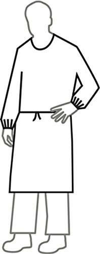 DuPont Tychem 2000 44-Inch Sleeved Apron with Elastic Cuffs, Neck Loop, Snaps, Waist Ties and Bound Seams, Yellow, Large, 25-Pack