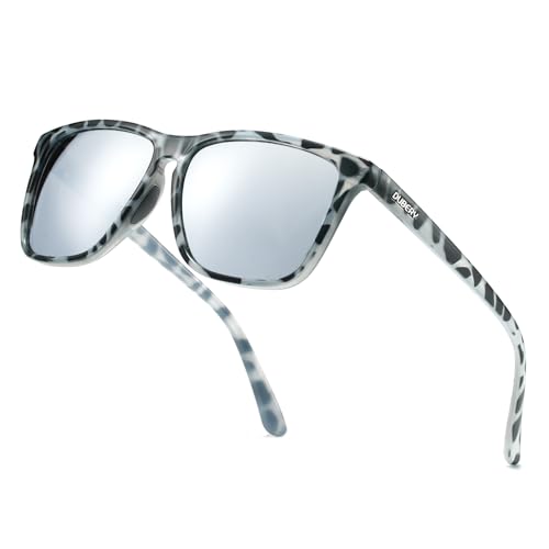 DUBERY Retro Square Polarized Sunglasses for Men Women UV400 Protection Classic Trendy Sun Glasses D108