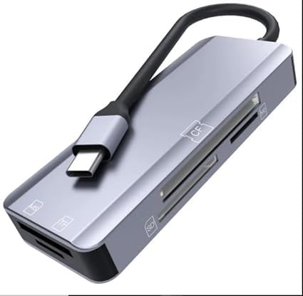 5-in-1 Universal Memory Card Reader – Easy Data Transfer, Sleek Design, 2024 Version. MS / M2 / CF/TF/SD Card Slots Adapter (Space Grey)