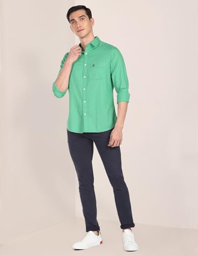 Image of U.S. Polo ASSN. Men's Solid Spread Collar Premium Cotton Dobby Tailored Fit Shirt
