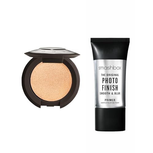 Smashbox Original Photo Finish Smooth & Blur Primer + BECCA Shimmering Skin Highlighter | Includes Photo Finish Primer to Smooth & Blur Skin, 0.34 Fl Oz + Becca Glowy Highlighter, Champagne, 0.09 Oz