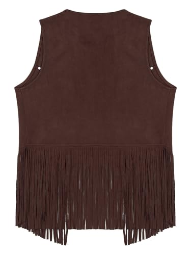 Linjinx Womens Cowboy Cowgirl Western Suede Leather Tassel Sleeveless Vest Jacket Gothic Waistcoat Coat4
