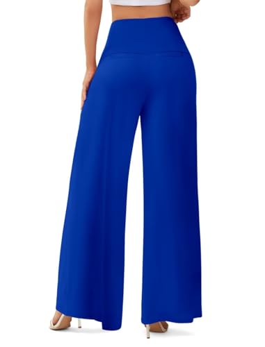 JZC Women's Palazzo Lounge Pants Stretchy Wide Leg Casual Pants Comfy High Waist Flowy Pants S-3XL