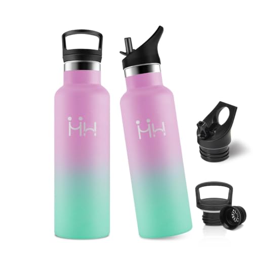 Botella Agua 500ml, Botella de Agua con Pajita, Cantimplora con filtro, a Prueba de Fugas, Doble Pared al Vacío, Cantimplora para Escuela, Camping, Excursiones