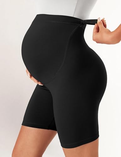 BAYDI Creamlush Umstandshose Kurz - 13 cm Schwangerschaftsleggings Atmungsaktive Umstandsmode mit Verstellbarem Bund für Yoga Pilates Zuhause Schlafanzug