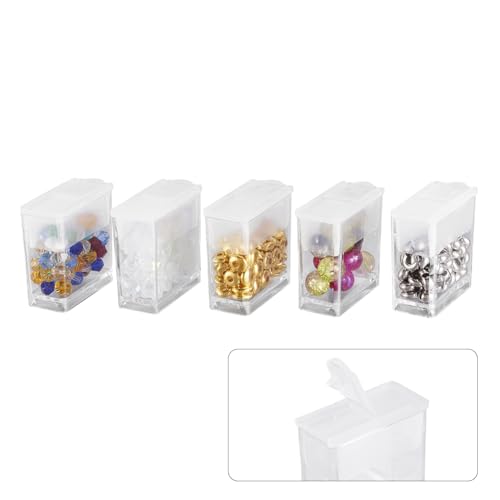Image of FASHEWELRY 20Pcs 1x1 inch Plastic Flip Top Seed Bead Small Storage Containers Diamond Painting Box Rectangle Transparent Box Organizers for 5D Embroidery Diamond drill, Nail art & Glitter