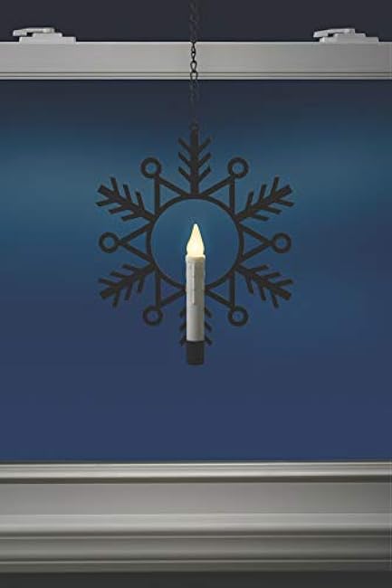 CW1500A Battery Powered 12 inch Metal Snowflake Window Wreath with Warm White Flickering Flameless Candle Light and Automatic Timer, Black and White, Single